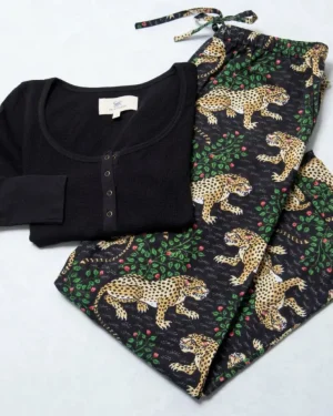 Bundles | Pajama Sets<Printfresh Bagheera - Henley u0026 Lightweight Flannel PJ Pants Set - Ink