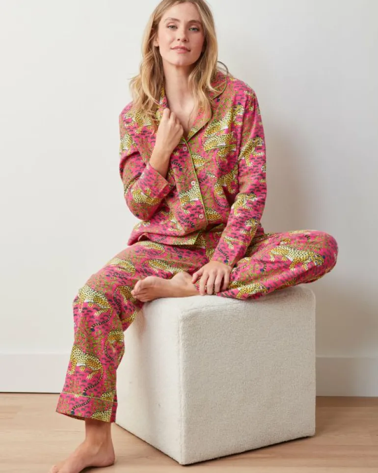 Pajama Sets<Printfresh Bagheera - Lightweight Flannel Long PJ Set - Hot Pink HotPink