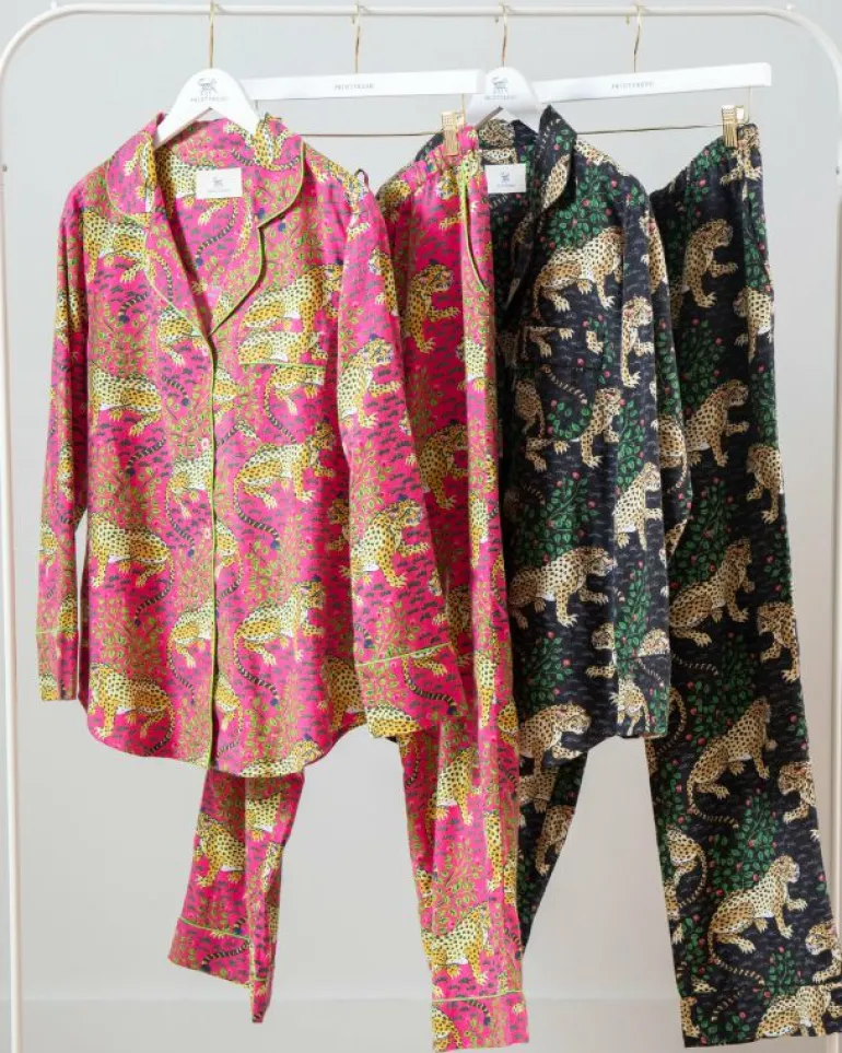 Bundles | Pajama Sets<Printfresh Bagheera - 2-Pack Lightweight Flannel Long PJ Sets - Hot Pink/Ink