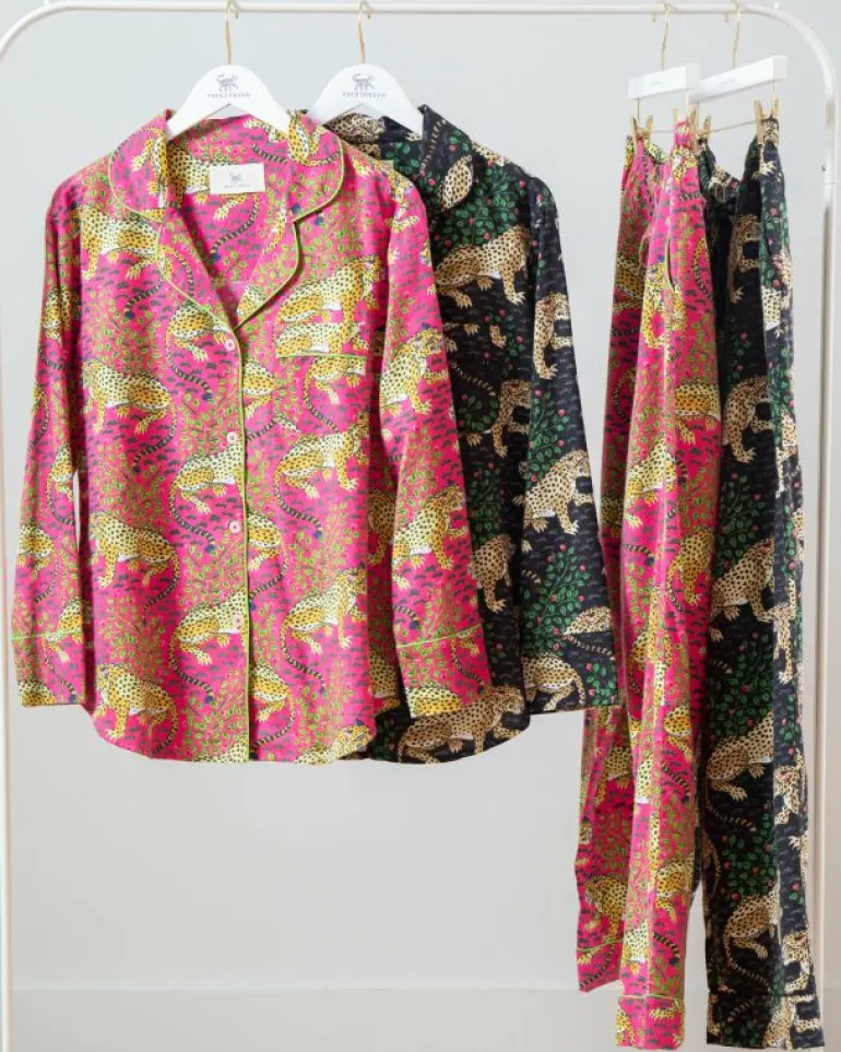 Bundles | Pajama Sets<Printfresh Bagheera - 2-Pack Lightweight Flannel Long PJ Sets - Hot Pink/Ink