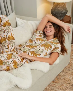 Pajama Sets<Printfresh Bagheera - Short Sleeve Top u0026 Long Pants PJ Set - Blush