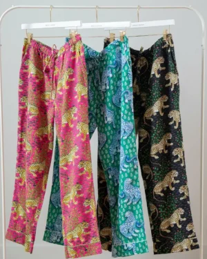 Bundles<Printfresh Big Cats- 3-Pack Lightweight Flannel PJ Pants - Hot Pink/Jade/Ink