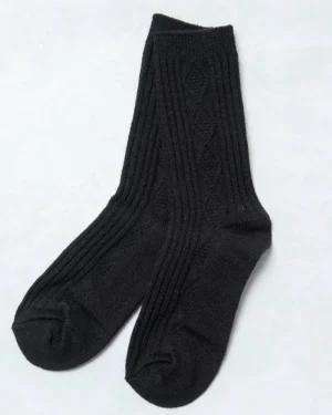 Friends Of Pf<Printfresh Black - Cashmere Blend Cable Sock - Happy Knits