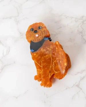Friends Of Pf<Printfresh Brown - Hand Painted Golden Doodle Claw Hair Clip - Solar Eclipse