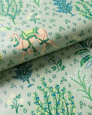 Wallpaper<Printfresh Camel's Courtyard - Peel u0026 Stick Wallpaper - Avocado