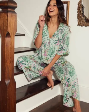 Luxe Satin | Pajama Sets<Printfresh Camel's Courtyard - Satin Wildest Dreams Set - Avocado