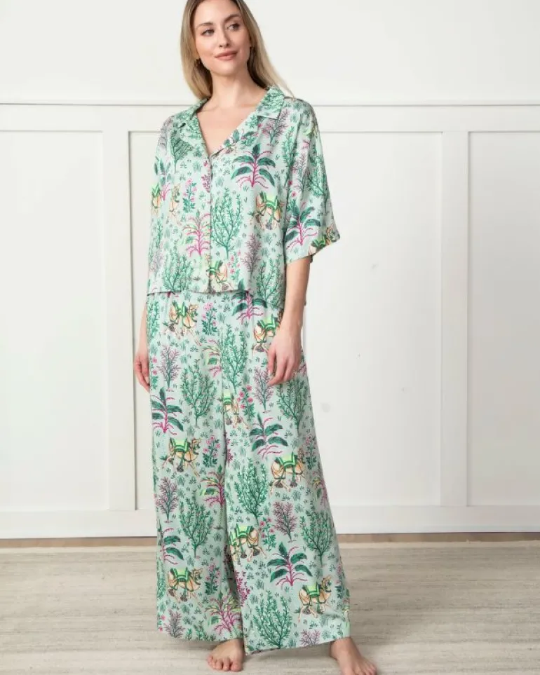 Tall | Luxe Satin<Printfresh Camel's Courtyard - Tall Satin Wildest Dreams Set - Avocado