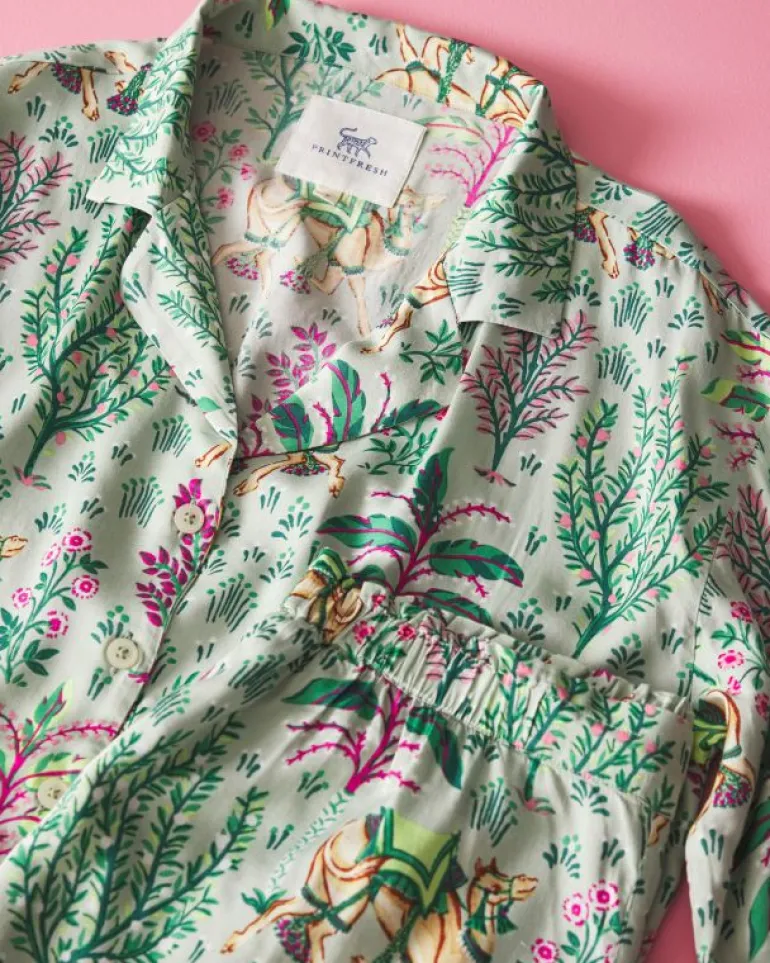 Tall | Luxe Satin<Printfresh Camel's Courtyard - Tall Satin Wildest Dreams Set - Avocado