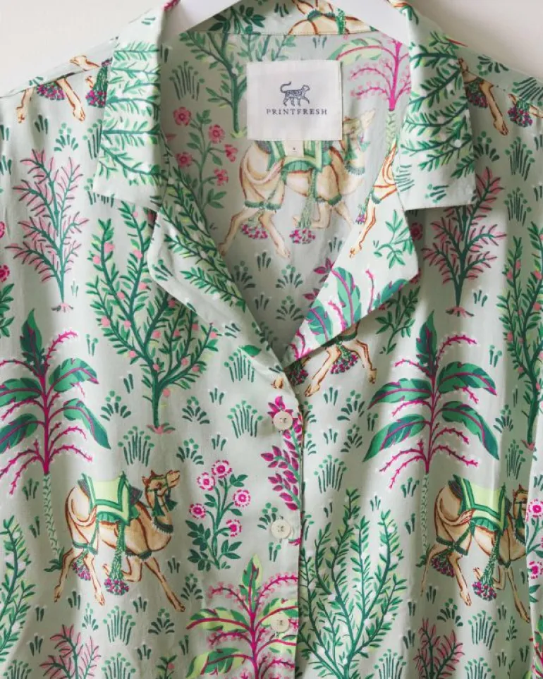 Tall | Luxe Satin<Printfresh Camel's Courtyard - Tall Satin Wildest Dreams Set - Avocado
