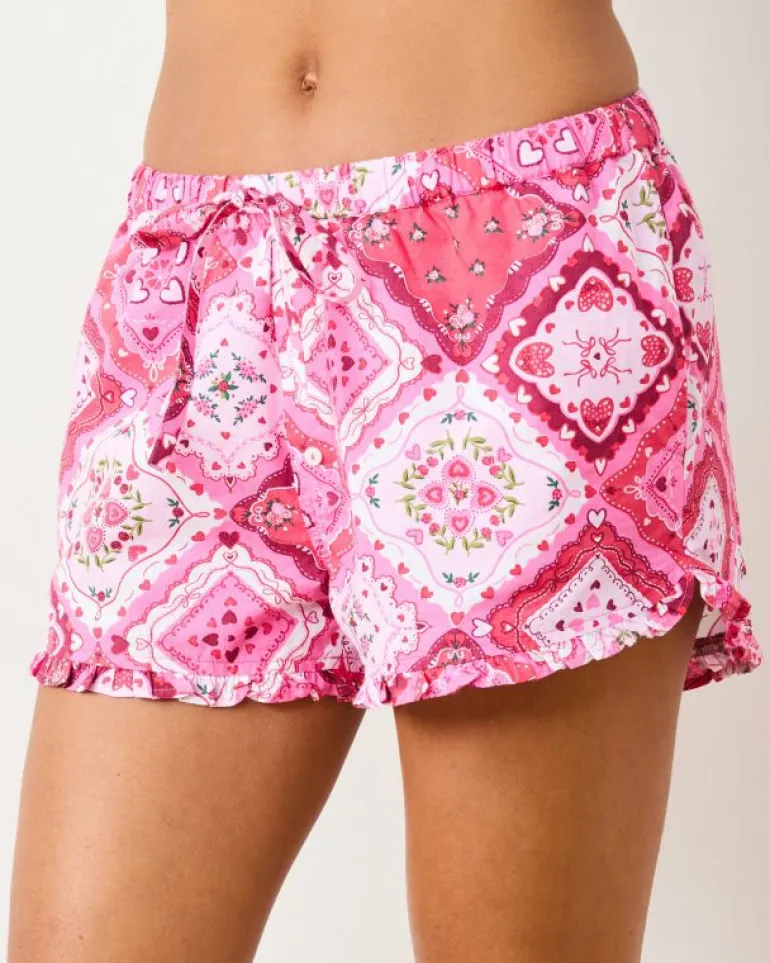 Bundles<Printfresh Candy Hearts u0026 Vintage Valentine - Ruffle Shorts - Pale Pink/Mailbox Pink
