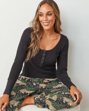 T-shirts & Tanks | T-shirts & Henleys<Printfresh Cat Eye - Cozy Henley - Thermal CatEye