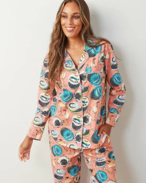 Pajama Sets<Printfresh Champagne u0026 Caviar - Long PJ Set - Salmon