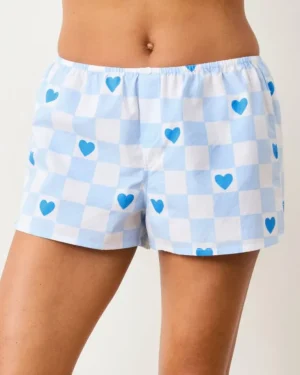 Pajama Bottoms<Printfresh Checkered Hearts - Bradshaw Boxer Short - Blue Eyes BlueEyes