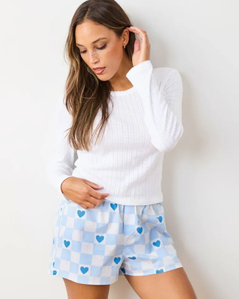 Pajama Bottoms<Printfresh Checkered Hearts - Bradshaw Boxer Short - Blue Eyes BlueEyes