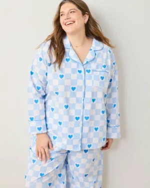 Pajama Sets<Printfresh Checkered Hearts - Long PJ Set - Blue Eyes BlueEyes