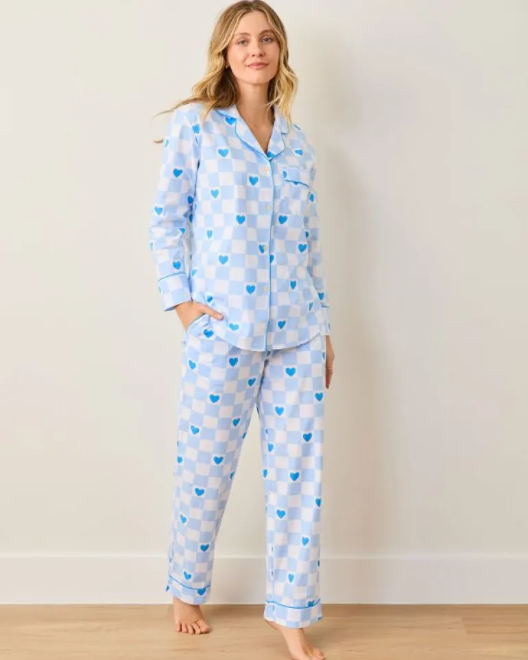 Pajama Sets<Printfresh Checkered Hearts - Long PJ Set - Blue Eyes BlueEyes