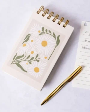 Friends Of Pf<Printfresh Cream - Spiral Notebook with Pen Flower Market Daisy - Lady Jayne