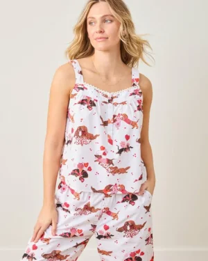 Pajama Sets<Printfresh Dachshund Date - Back To Bed Cropped Pant Set - Cloud