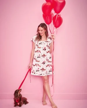 Nightgowns<Printfresh Dachshund Date - Pintuck Nightgown - Cloud