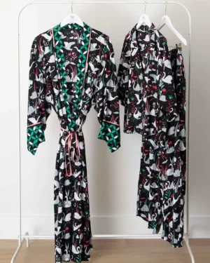 Luxe Satin | Pajama Sets<Printfresh Enchanted Swans - Satin Wildest Dreams u0026 Robe Set - Starless Sky