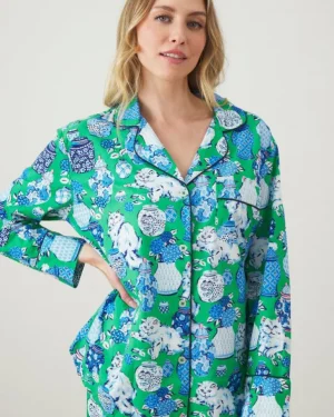 Pajama Sets<Printfresh Fancy Cat - Long PJ Set - Green Juice GreenJuice