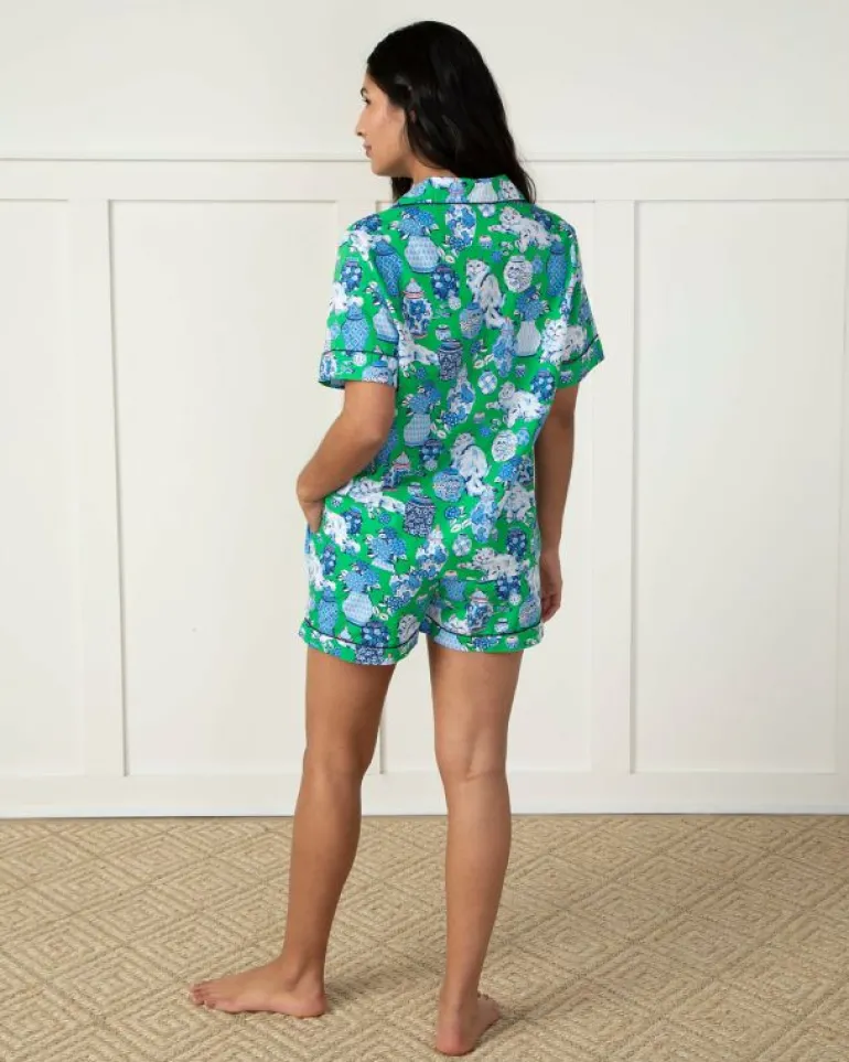 Pajama Sets<Printfresh Fancy Cat - Short PJ Set - Green Juice GreenJuice