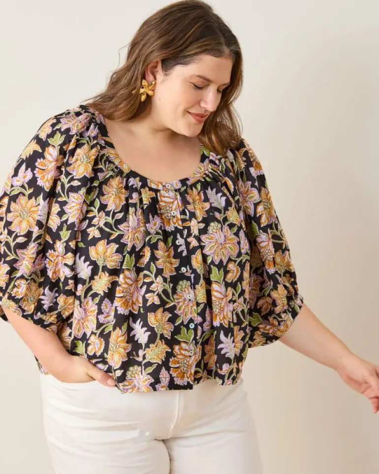 Blouses & Tops<Printfresh Gardenscape - Gilmore Blouse - Jet Black JetBlack