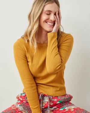 T-shirts & Tanks | T-shirts & Henleys<Printfresh - Pointelle Long Sleeve - Shirt Goldenrod