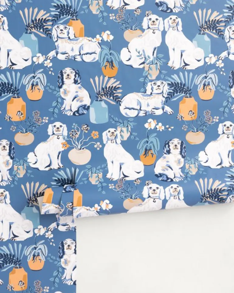 Wallpaper<Printfresh Good Dog - Peel u0026 Stick Wallpaper - Cerulean