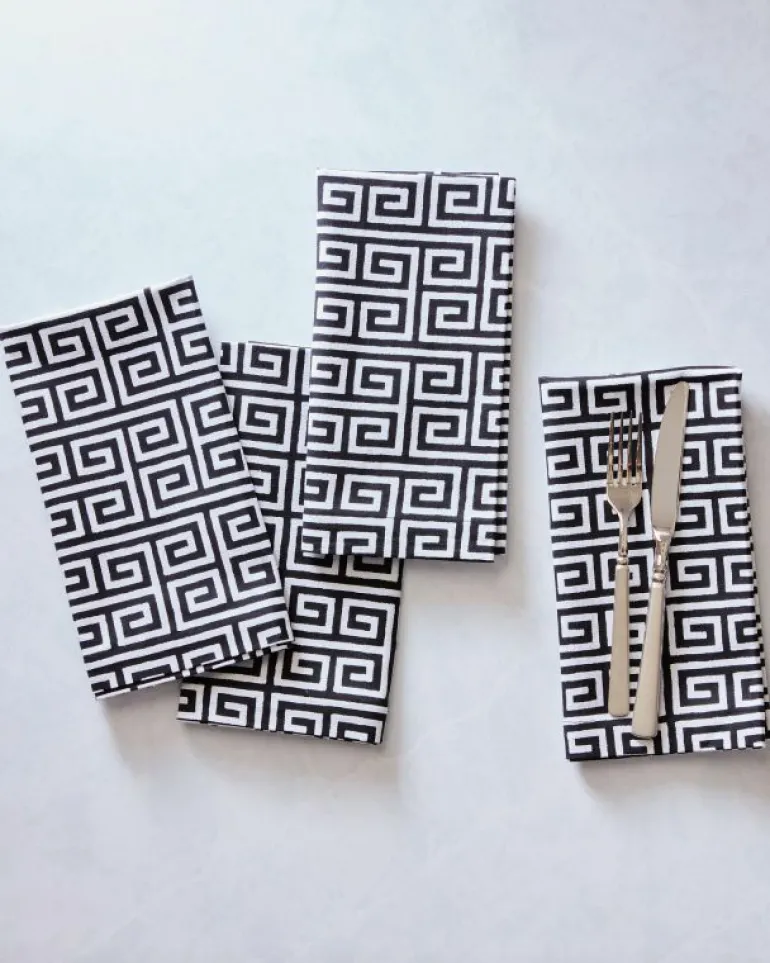 Tabletop<Printfresh Greek Key - Dinner Napkins Set Of 4 - Ink