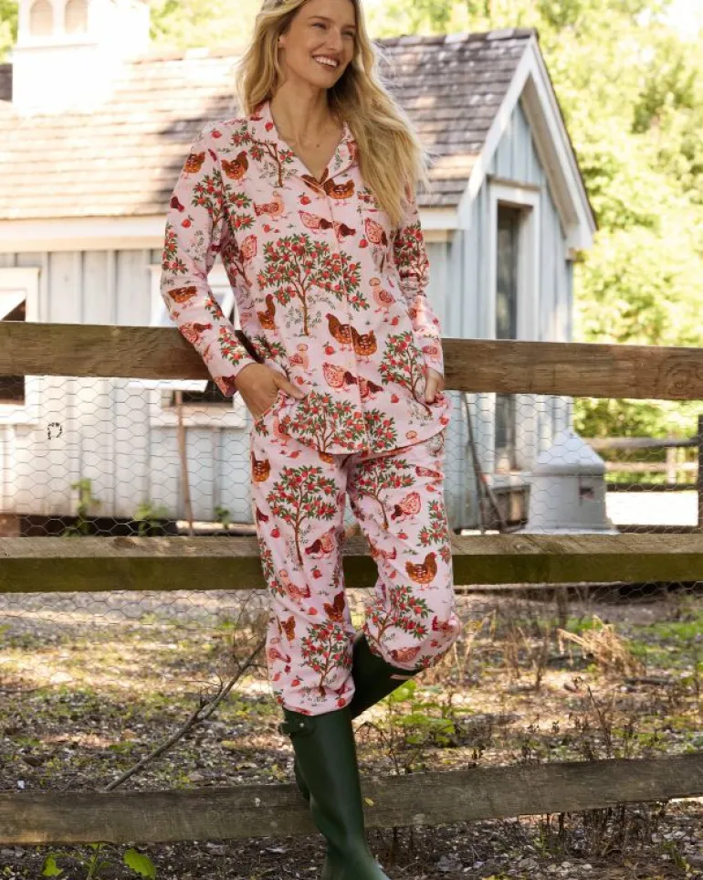 Petite | Pajama Sets<Printfresh Hen House - Petite Long PJ Set - Ballet Pink BalletPink