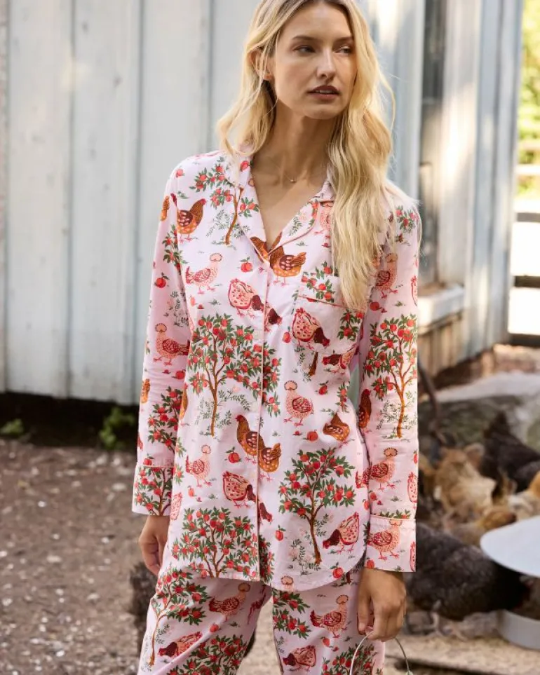 Petite | Pajama Sets<Printfresh Hen House - Petite Long PJ Set - Ballet Pink BalletPink