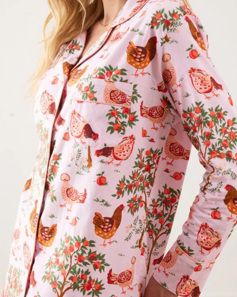 Petite | Pajama Sets<Printfresh Hen House - Petite Long PJ Set - Ballet Pink BalletPink
