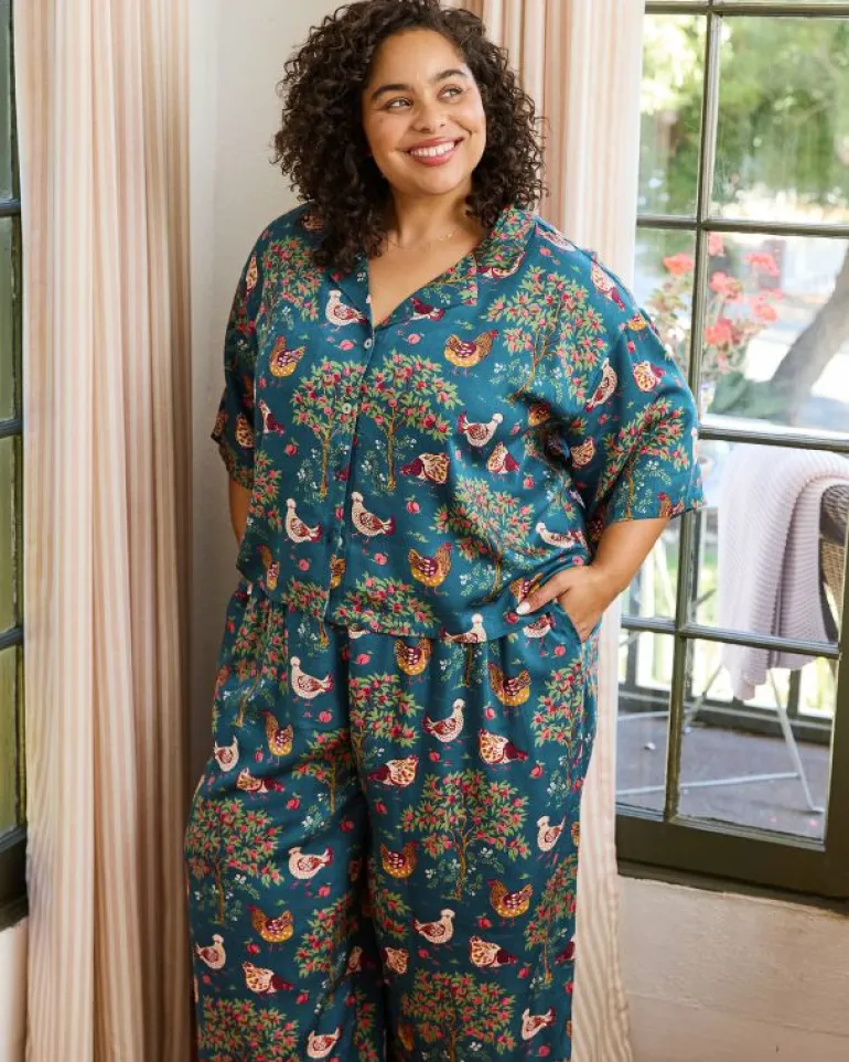 Petite | Luxe Satin<Printfresh Hen House - Petite Satin Wildest Dream Set - Navy
