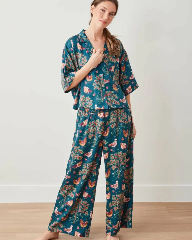 Petite | Luxe Satin<Printfresh Hen House - Petite Satin Wildest Dream Set - Navy