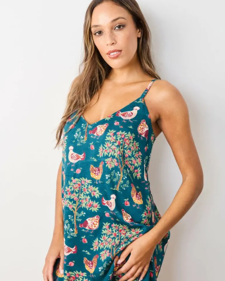 Luxe Satin | Nightgowns<Printfresh Hen House - Satin Chic To Sleep Shortie - Navy