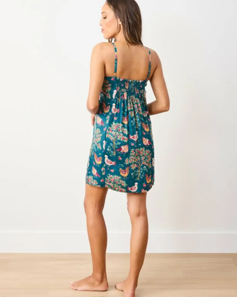 Luxe Satin | Nightgowns<Printfresh Hen House - Satin Chic To Sleep Shortie - Navy
