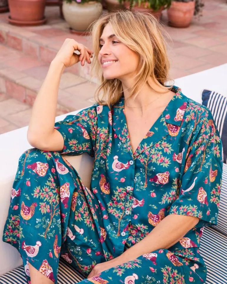 Tall | Luxe Satin<Printfresh Hen House - Tall Satin Wildest Dream Set - Navy