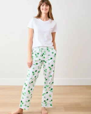 Petite | Pajama Bottoms<Printfresh Lucky Clover - Petite PJ Pants - Cloud