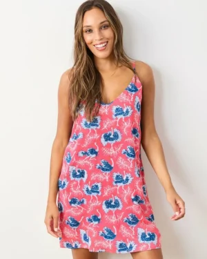 Luxe Satin | Nightgowns<Printfresh Ostrich Dance - Satin Chic To Sleep Shortie - Fancy Pink FancyPink