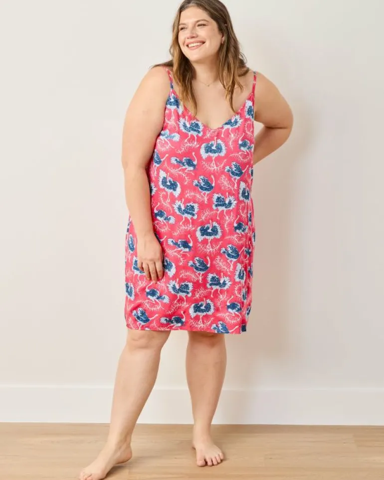 Luxe Satin | Nightgowns<Printfresh Ostrich Dance - Satin Chic To Sleep Shortie - Fancy Pink FancyPink
