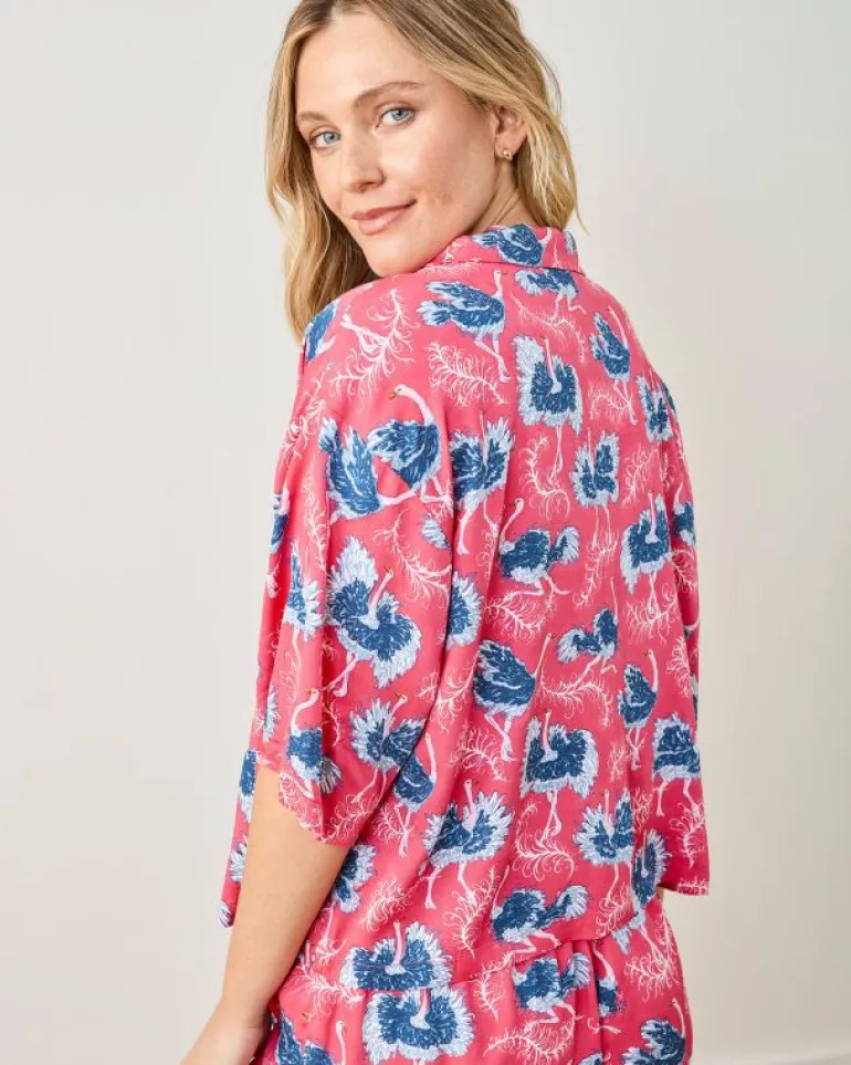 Luxe Satin | Pajama Sets<Printfresh Ostrich Dance - Satin Sweet Dreams Set - Fancy Pink FancyPink