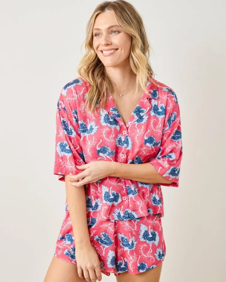Luxe Satin | Pajama Sets<Printfresh Ostrich Dance - Satin Sweet Dreams Set - Fancy Pink FancyPink