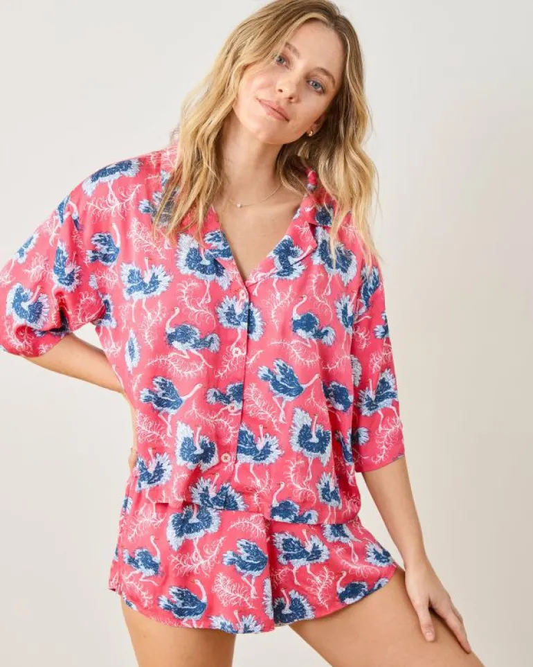 Luxe Satin | Pajama Sets<Printfresh Ostrich Dance - Satin Sweet Dreams Set - Fancy Pink FancyPink