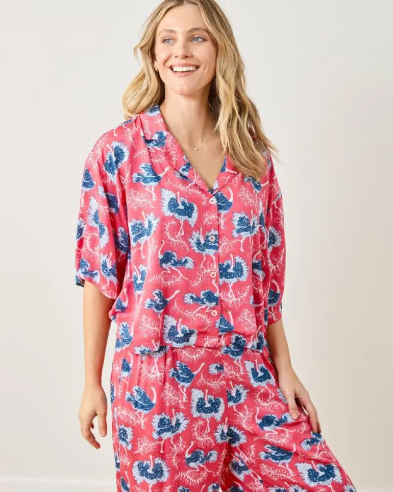 Luxe Satin | Pajama Sets<Printfresh Ostrich Dance - Satin Wildest Dreams Set - Fancy Pink FancyPink