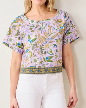 Blouses & Tops<Printfresh Painter's Garden - Carry On Cropped Top - Lavender