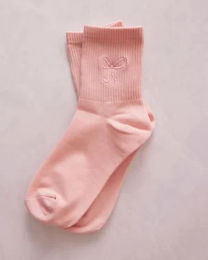 Friends Of Pf<Printfresh Pink - Womens Embroidered Crew Socks - Accity