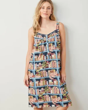 Nightgowns<Printfresh Secret Library - Back to Bed Nightgown - Hideaway Blue HideawayBlue