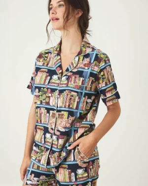 Pajama Sets<Printfresh Secret Library - Short PJ Set - Hideaway Blue HideawayBlue