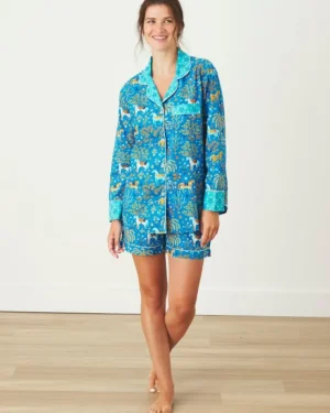 Pajama Sets<Printfresh Show Pony - Long Sleeve Top u0026 Shorts Set - Steel Blue SteelBlue